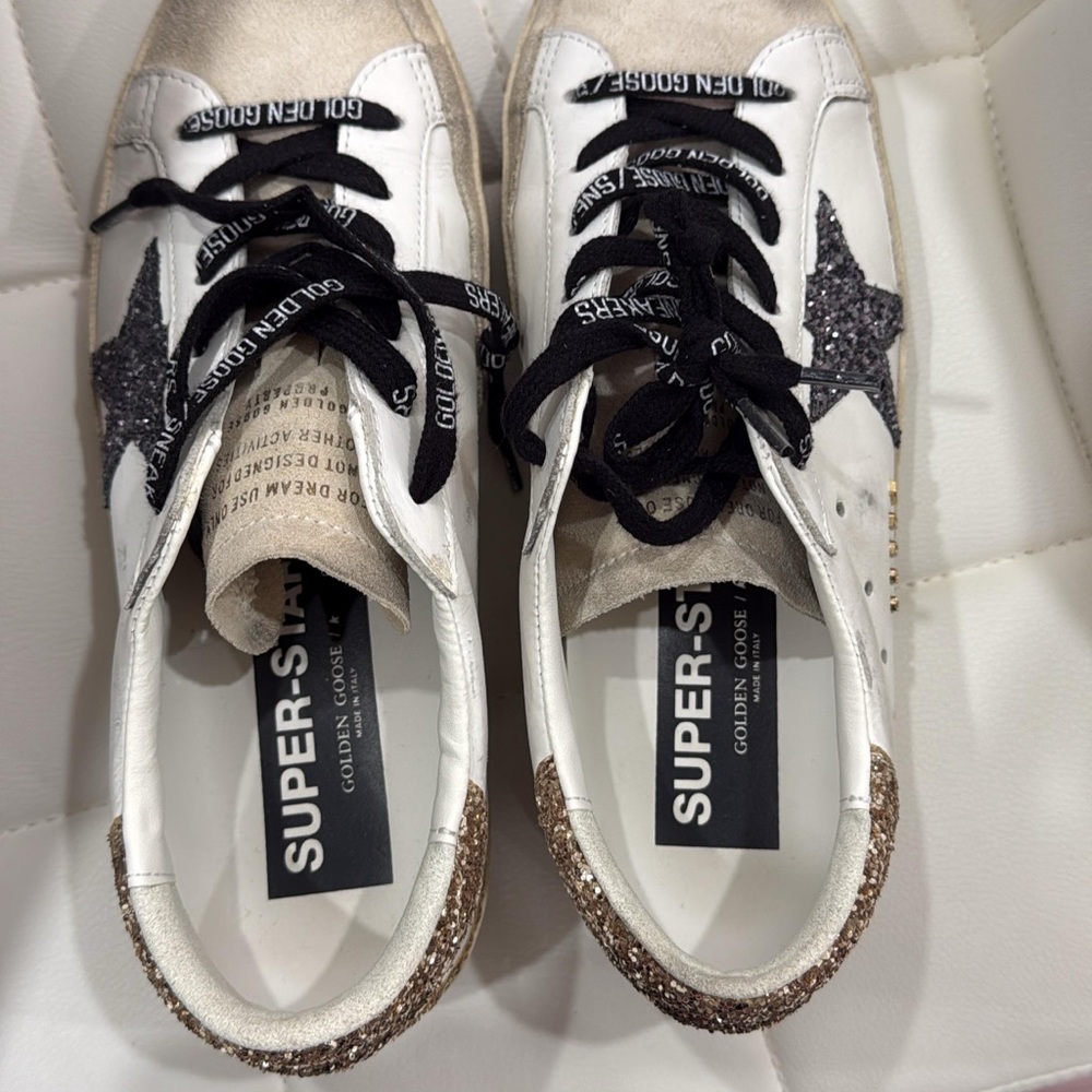 Golden Goose White and Black Star Sneakers